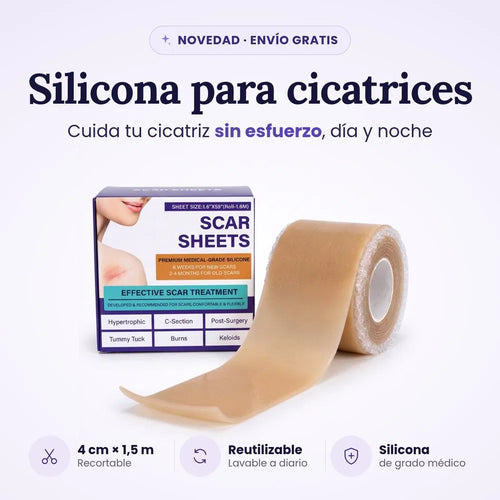 Cinta de silicona para cicatrices Ruminora: 4 cm por 1,5 m, reutilizable